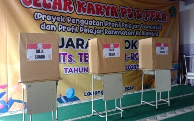 MTS TERPADU AR ROIHAN LAWANG GELAR AKSI P5 SUARA DEMOKRASI:  WUJUDKAN PEMILIHAN KETUA OSIM YANG LUBER JURDIL